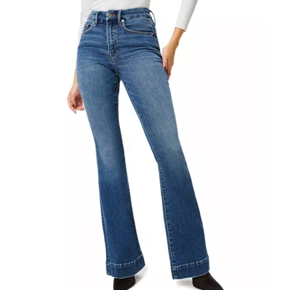 Good American Blue Flare & Wide Leg Jeans 33" Inseam